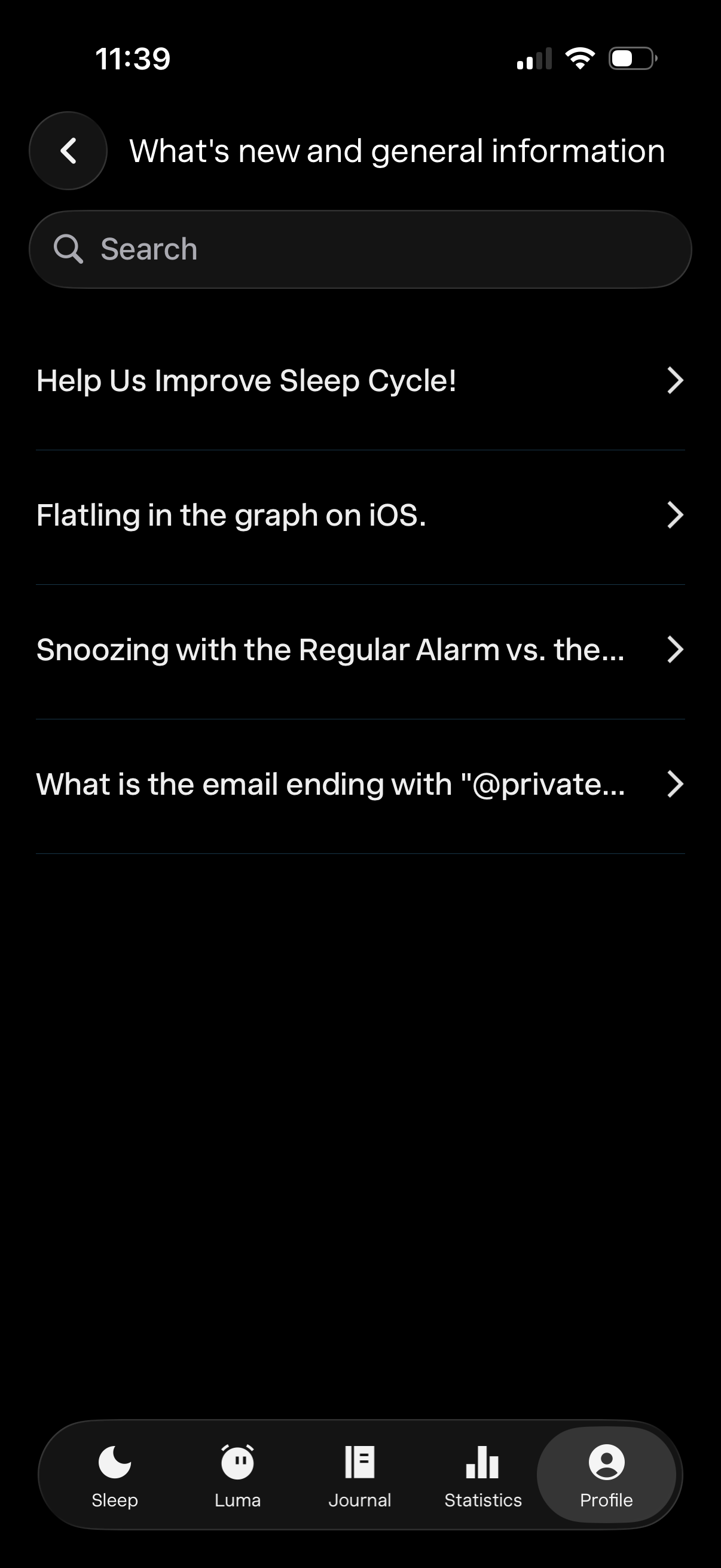 sleep-cycle navigation screenshot
